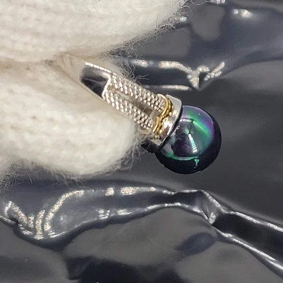 Vintage Gorgeous Ring 5925 Silver Two Tone Tied Split Shank Bead Ball Ring  7 - Picture 4 of 7